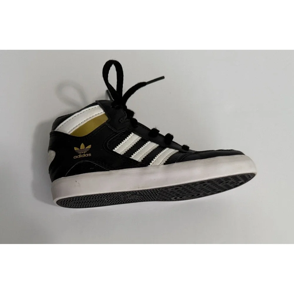 Adidas Hoops‎ Mid 2.0 Kids Black White Gold Sneakers Size 10K FV5738 Ortholite
